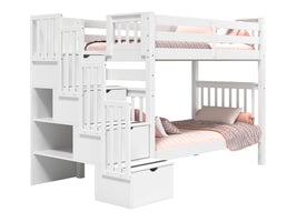 Bunk Bed Tall Twin over Twin Stairway White for only $695