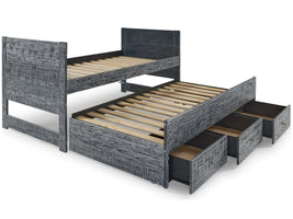 Captains Twin Bed with Roll Out Twin Trundle and 3 Storage Drawers