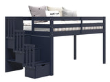 Bedz King Twin Low Loft Contemporary Bed with Stairway in Blue for only $475