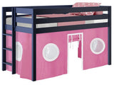 Bedz King Twin Low Loft Contemporary Bed with Ladder in Blue and Pink and White Tent for only $325