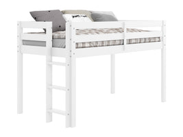 Bedz King Twin Low Loft Contemporary Bed with Ladder in White for only $275