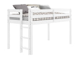 Bedz King Twin Low Loft Contemporary Bed with Ladder in White for only $275