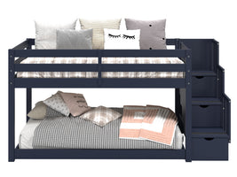 Bedz King Twin over Twin Low  Bunk Bed with Stairs in Blue for only $575