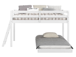 Twin under-bed is free-standing. It can be positioned anywhere in your bedroom