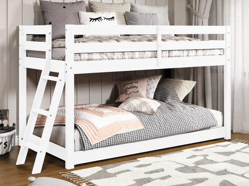 Bedz King Twin Low Loft Bed, Ladder and Under Bed, White