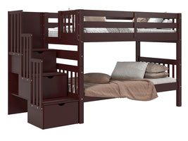 Bunk Bed Twin over Twin Stairway in Dark Cherry for only $699