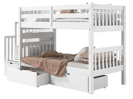 Bunk Bed Twin over Twin Stairway with 2 Under Bed Drawers in White for only $749