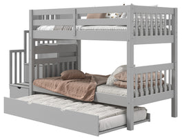 Bunk Bed Twin over Twin Stairway with a Twin Trundle in Gray for only $899