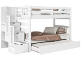 Bunk Bed Twin over Twin Stairway with a Twin Trundle in White for only $848