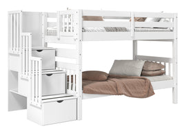 Bunk Bed Twin over Twin Stairway in White for only $699