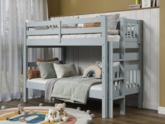 This Twin over Twin Bunk Bed in Breezy Blue will look great in your child's bedroom
