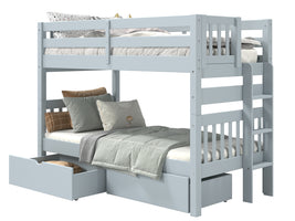 Bunk Bed Twin over Twin End Ladder in Breezy Blue with 2 Drawers for only $449