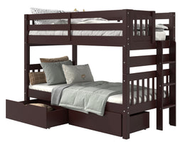 Bunk Bed Twin over Twin End Ladder in Dark Cherry with 2 Drawers for only $639