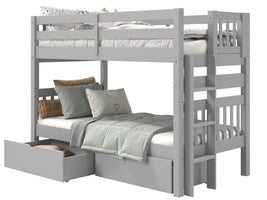 Bunk Bed Twin over Twin End Ladder in Gray with 2 Drawers for only $499