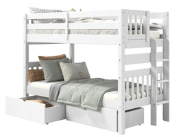 Bunk Bed Twin over Twin End Ladder in White with 2 Drawers for only $499