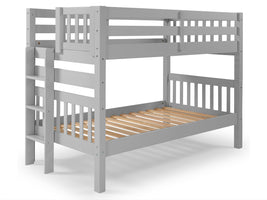 Twin over Twin Bunk Bed Gray with End Ladder 