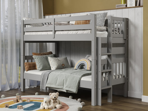 This Twin over Twin Bunk Bed in Gray will look great in your child's bedroom