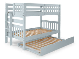 Twin over Twin Bunk Bed Breezy Blue with End Ladder and Trundle