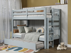 This Twin over Twin Bunk Bed in Breezy Blue with a Twin Trundle will look great in your child's bedroom