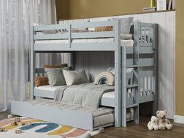 This Twin over Twin Bunk Bed in Breezy Blue with a Twin Trundle will look great in your child's bedroom