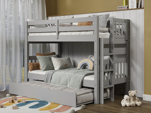 Bunk Bed Twin over Twin End Ladder + Trundle, Gray