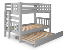 Twin over Twin Bunk Bed Gray with End Ladder and Trundle