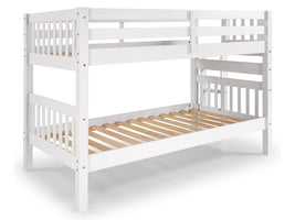 Twin over Twin Bunk Bed White with End Ladder 