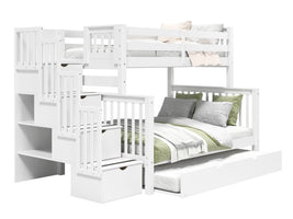 Bunk Bed Twin over Full Stairway with a Full Trundle in White for only $1098