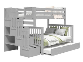 Bunk Bed Twin over Full Stairway with a Twin Trundle in Gray for only $1098