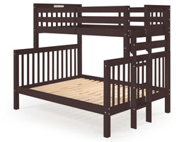 Twin over Full Bunk Bed Dark Cherry with 4 Step Ladder