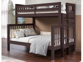 Enhance your kids bedroom with this Twin over Full Bunk Bed with End Ladder in Dark Cherry