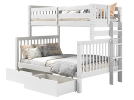 Bunk Bed Twin over Full End Ladder in White with 2 Drawers for only $599