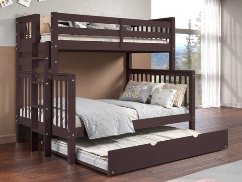 Bunk Beds Twin over Full + Full Trundle Dark Cherry