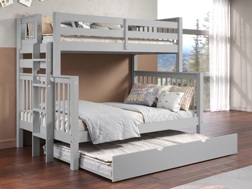 Bunk Beds Twin over Full + Full Trundle, Gray