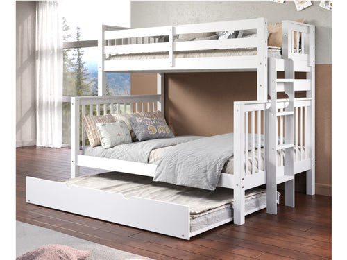 Bunk Beds Twin over Full + Full Trundle, White