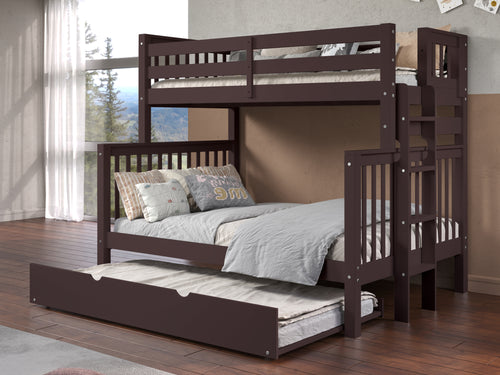 Bunk Beds Twin over Full + Twin Trundle Dark Cherry