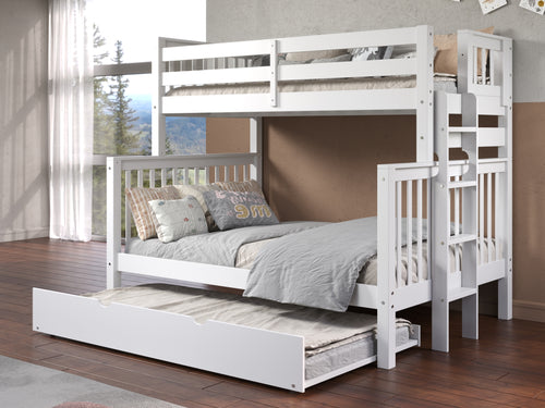 Bunk Beds Twin over Full + Twin Trundle, White