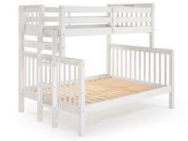 Twin over Full Bunk Bed White with End Ladder 