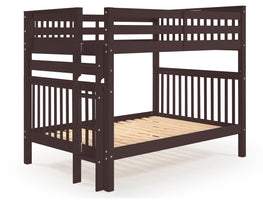 Full over Full Bunk Bed Dark Cherry with End Ladder 