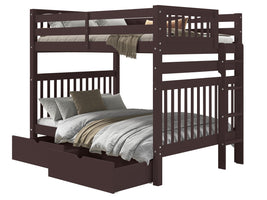 Bunk Bed Full over Full End Ladder in Dark Cherry with 2 Drawers for only $829