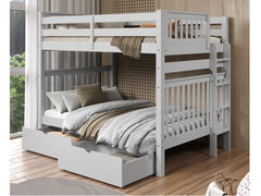 This Full over Full Bunk Bed in Gray with 2 Under Bed Drawers will look great in your child's bedroom