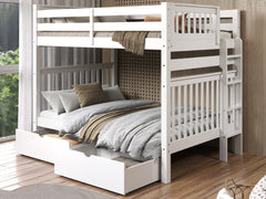 This Full over Full Bunk Bed in White with 2 Under Bed Drawers will look great in your child's bedroom