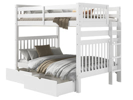 Bunk Bed Full over Full End Ladder in White with 2 Drawers for only $699