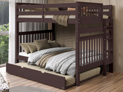 This Full over Full Bunk Bed in Dark Cherry with a Full Trundle will look great in your child's bedroom