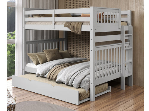 Bunk Beds Full over Full + Twin Trundle, Gray