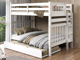 This Full over Full Bunk Bed in White with a Twin Trundle will look great in your child's bedroom