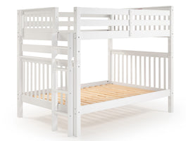 Full over Full Bunk Bed White with End Ladder 