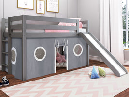 Low Loft Bed with Ladder and Slide in Gray $299 - $349 with a Tent