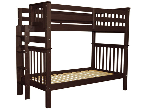 Bunk Beds Tall Twin over Twin Ladder, Dark Cherry