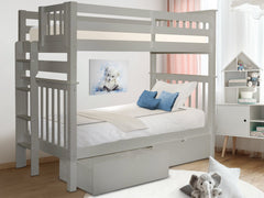 Bunk Bed Tall Twin over Twin End Ladder Gray with Drawers for only $529